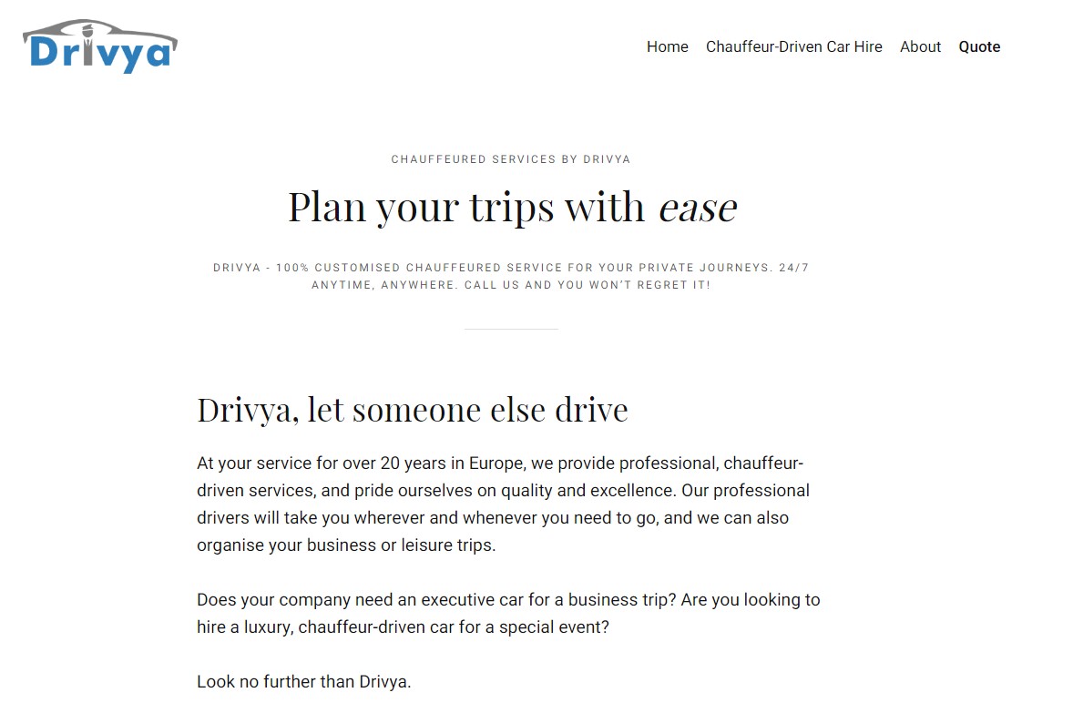 Drivya, redécouvrez le plaisir de se laisser conduire.