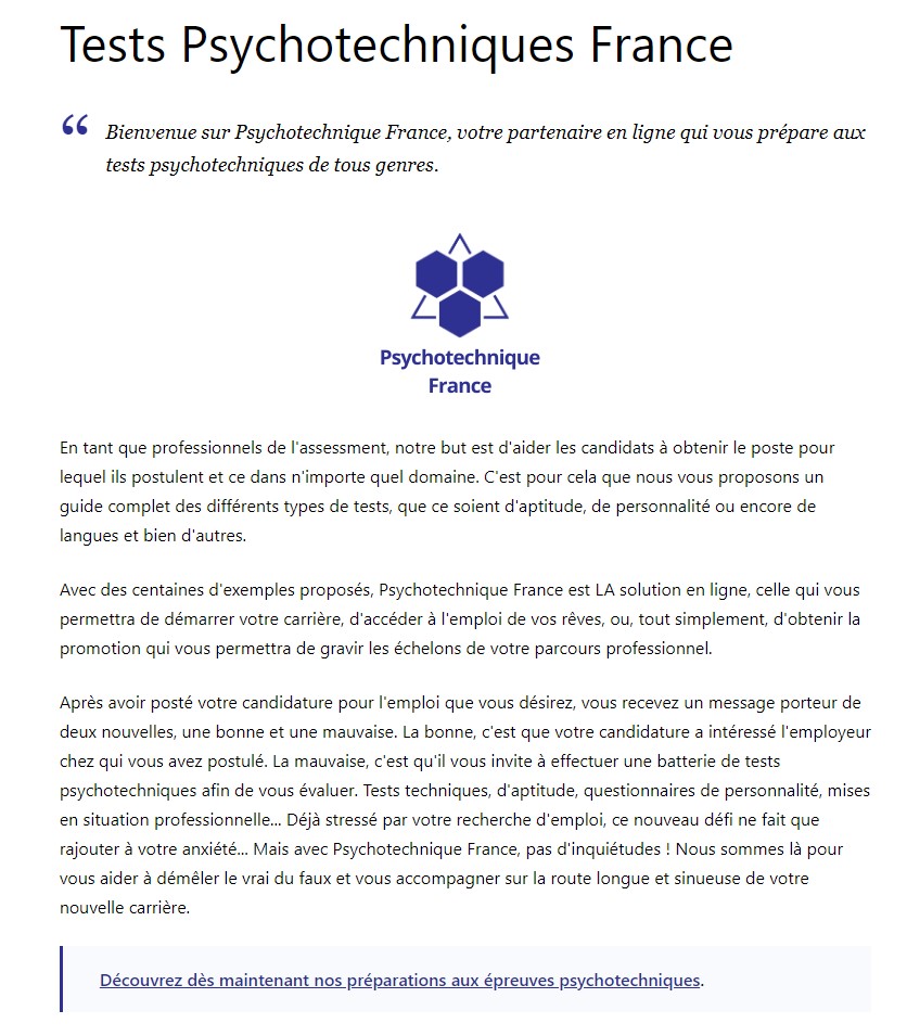 Test Psychotechnique France